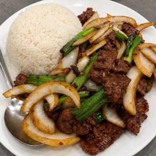 79. Mongolian Beef Over Rice