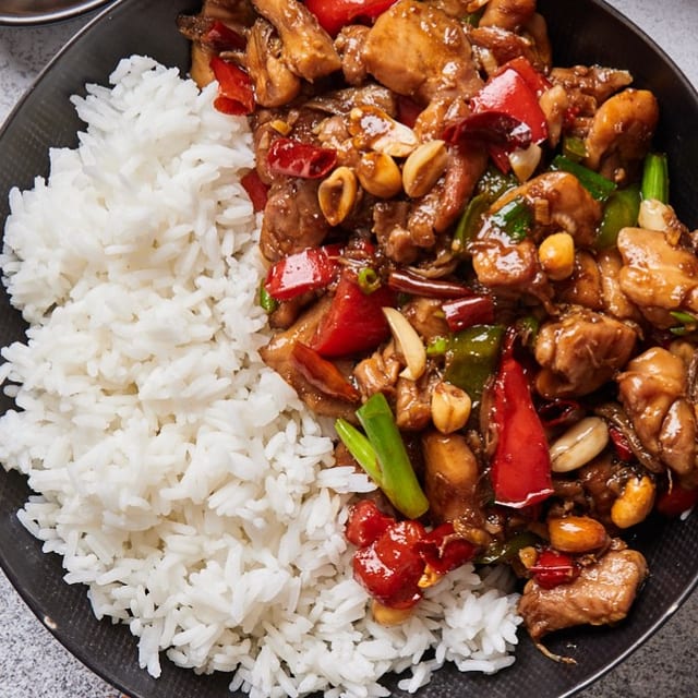 Kung Pao Chicken Over Rice.