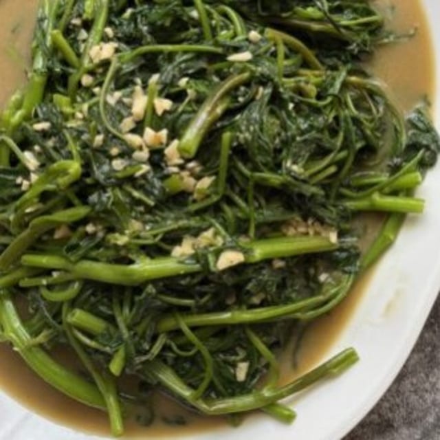 Stir-Fried Water Spinach With Fermented Bean Curd.