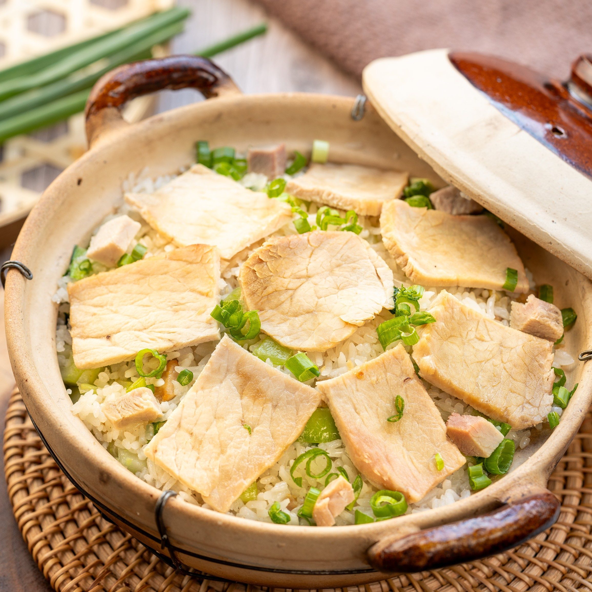 Chinese Ham With Bok Choy Rice Clay Pot