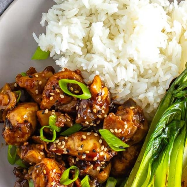 Chicken With Bok Choy Over Rice.
