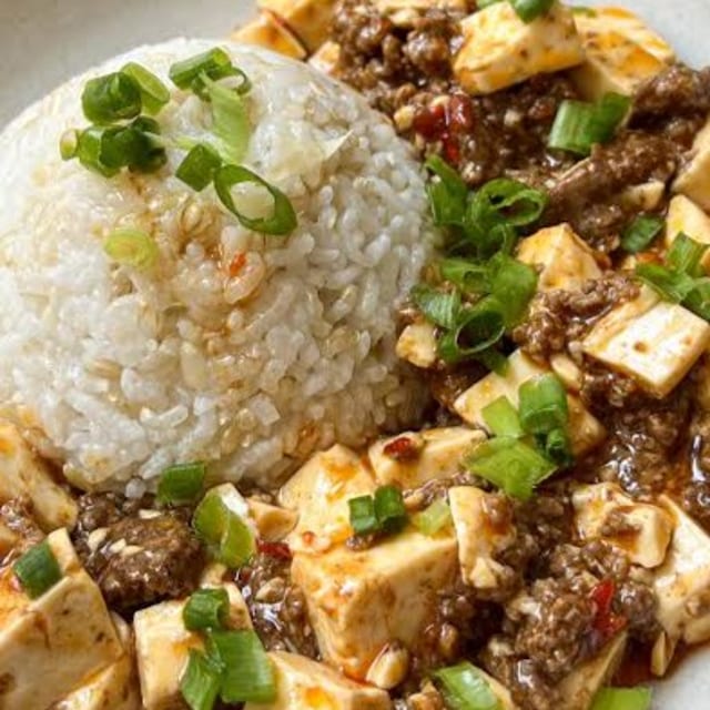 Mapo Tofu Over Rice.