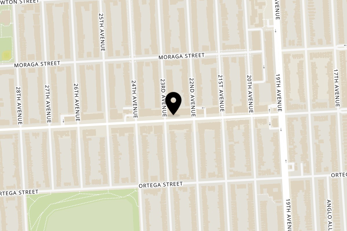 Map showing the location of Dumpling Bites on 1556 Noriega St in San Francisco